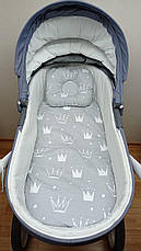 Набір в коляску 2 предмети подушка і водонепроникне простирадло на резинці комплект постільної білизни в дитячий візок, фото 5