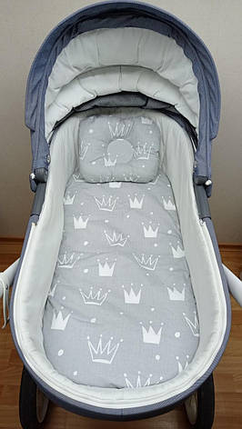 Набір в коляску 2 предмети подушка і водонепроникне простирадло на резинці комплект постільної білизни в дитячий візок, фото 1