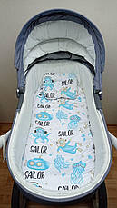 Набір в коляску 2 предмети подушка і водонепроникне простирадло на резинці комплект постільної білизни в дитячий візок, фото 4