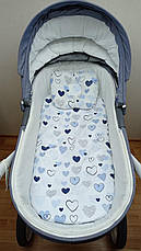 Набір в коляску 2 предмети подушка і водонепроникне простирадло на резинці комплект постільної білизни в дитячий візок, фото 3