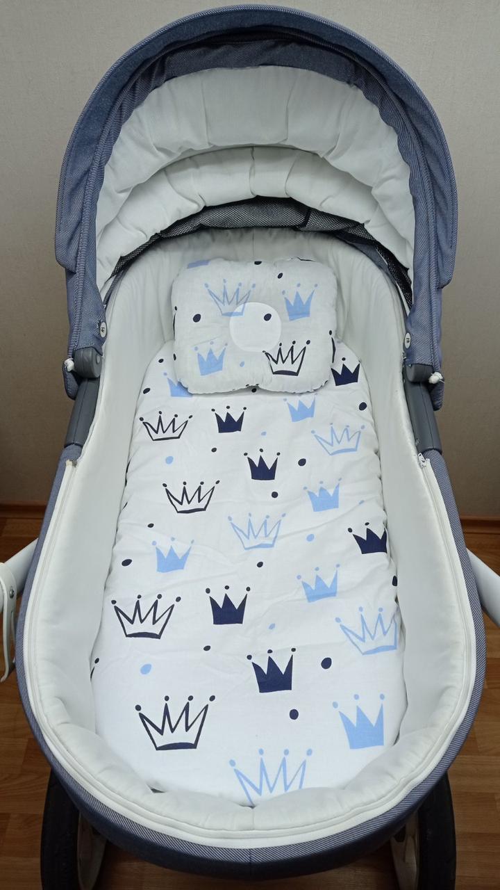 Набір в коляску 2 предмети подушка і водонепроникне простирадло на резинці комплект постільної білизни в дитячий візок