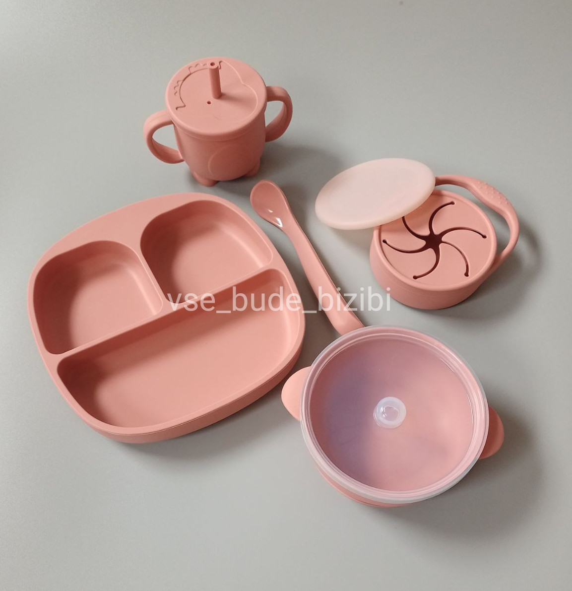 Посуда Детская Силиконовая для Первого Прикорма Розовый Пастельный для ...