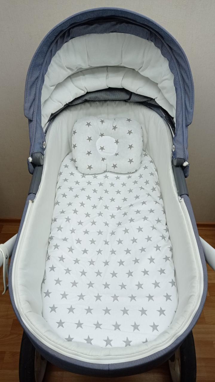 Набір в коляску 2 предмети подушка і водонепроникне простирадло на резинці комплект постільної білизни в дитячий візок