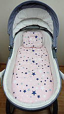 Набір в коляску 2 предмети подушка і водонепроникне простирадло на резинці комплект постільної білизни в дитячий візок, фото 3