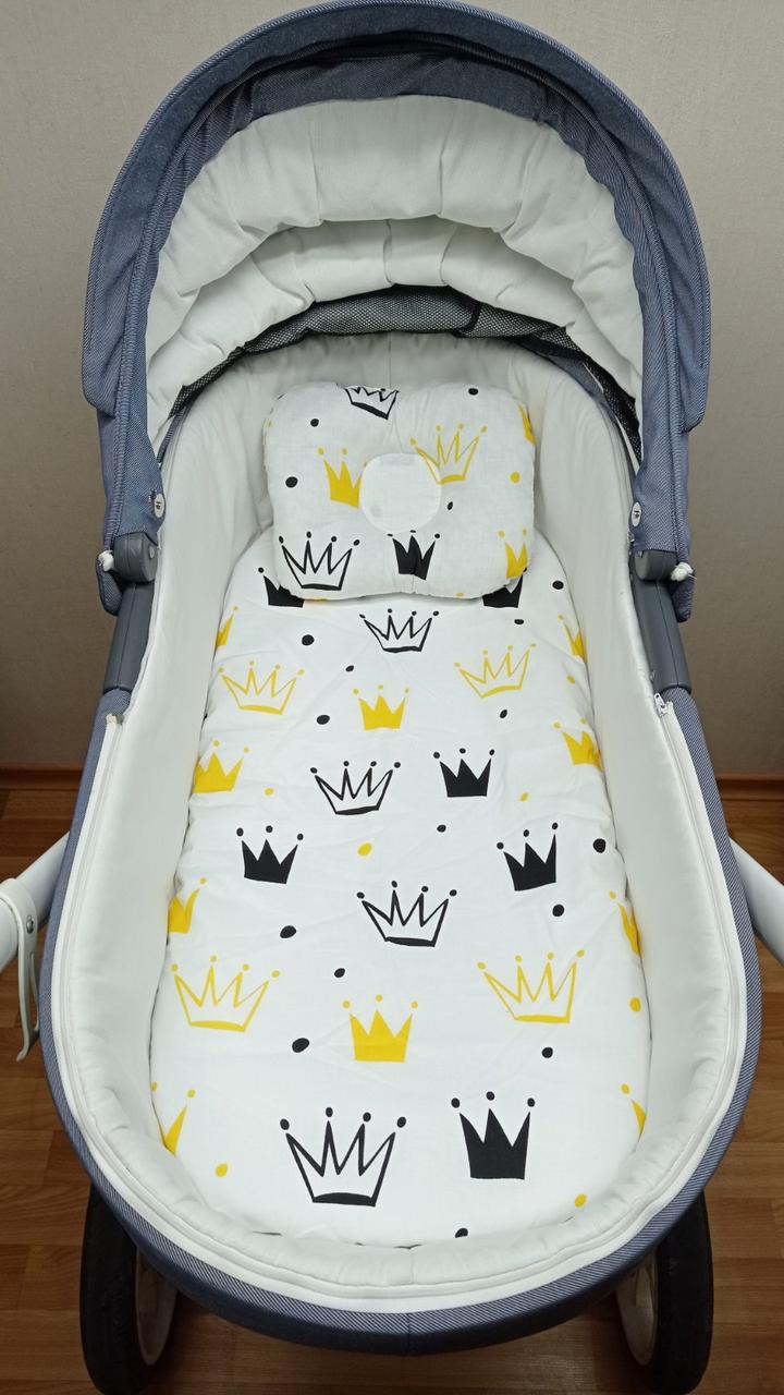 Набір в коляску 2 предмети подушка і водонепроникне простирадло на резинці комплект постільної білизни в дитячий візок