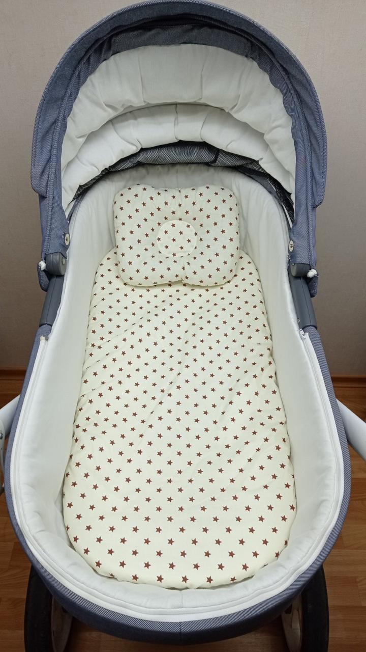 Набір в коляску 2 предмети подушка і водонепроникне простирадло на резинці комплект постільної білизни в дитячий візок