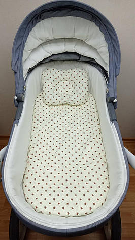 Набір в коляску 2 предмети подушка і водонепроникне простирадло на резинці комплект постільної білизни в дитячий візок, фото 1