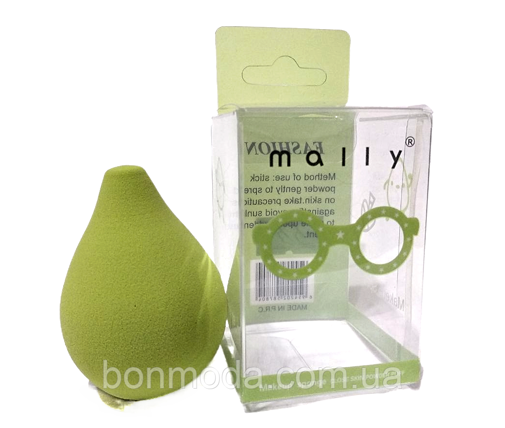 Спонж для макіяжу косметичний б'юті блендер Mally зелений