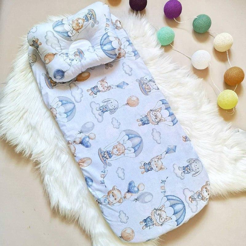 Набір в коляску 2 предмети подушка і  простирадло на резинці комплект постільної білизни в дитячий візок