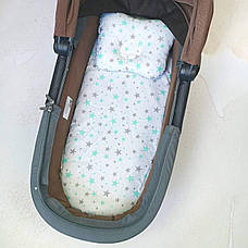 Набір в коляску 2 предмети подушка і простирадло на резинці комплект постільної білизни в дитячий візок, фото 2