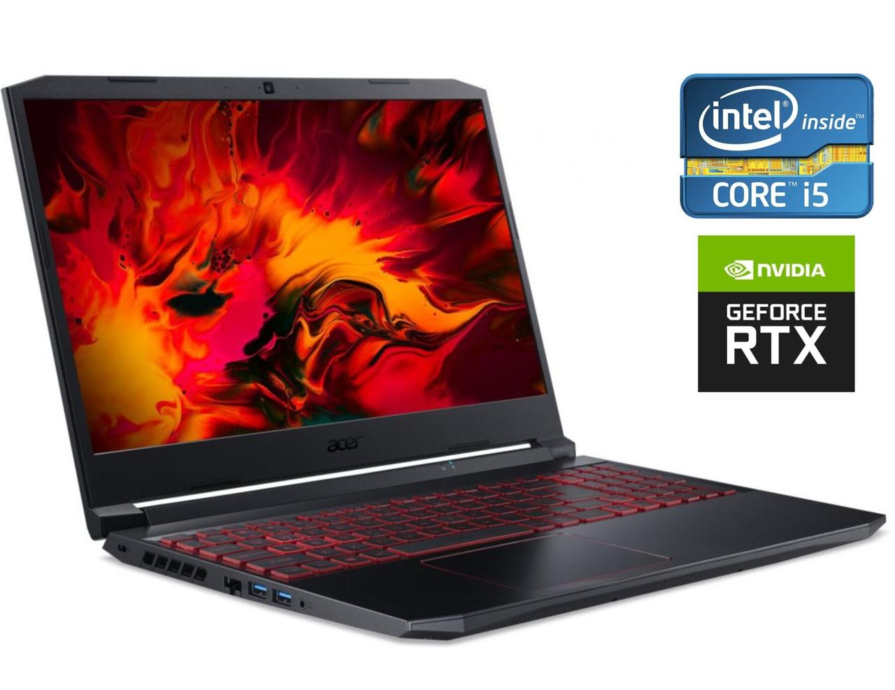 Ігровий ноутбук Acer Nitro 5/15.6"/Core i5-11400H 6 ядра 4.5GHz/16GB DDR4/512GB SSD/GeForceRTX 3050 Ti/Win10