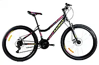 Горный велосипед 24 дюйма размер рамы 12" Azimut Pixel GFRD Чёрно-розовый