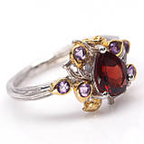 Кільце. Натуральний гранат і аметист. Срібло 925., фото 3