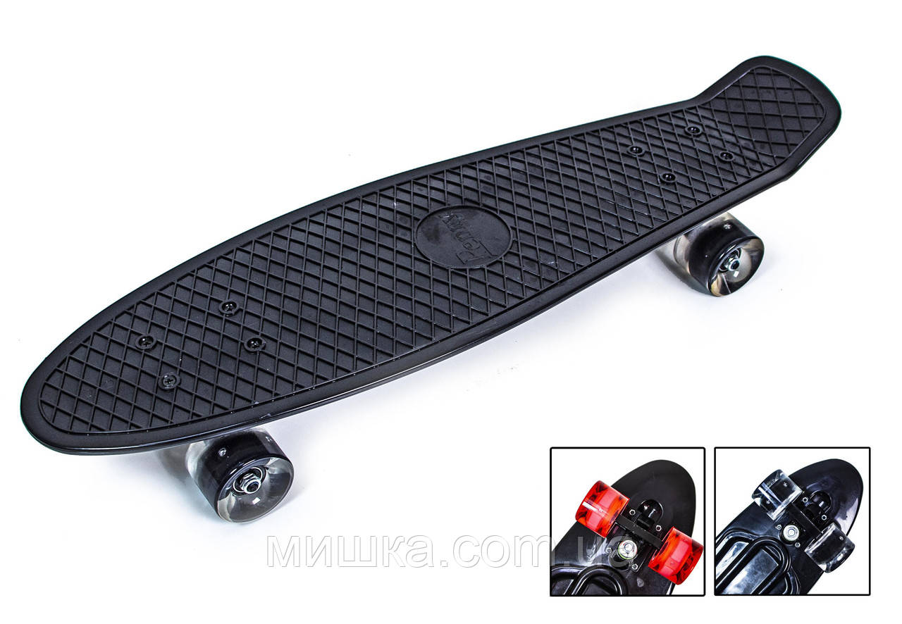 Пенниборд Nickel 27" Black, світяться колеса, фото 1