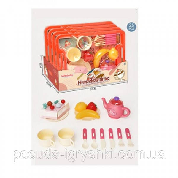 Посуд 603EB чайний сервіз на 2 особи, торт, фрукти, 4 шт в дисплеї, 33-25-26см, фото 1