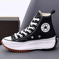 Кроссовки женские Converse Run star hight black white / Конверс ран стар высокие черные белые