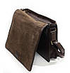 Сумка з натуральної шкіри чоловіча горизонтальна стильна молодіжна для роботи коричнева Катана, фото 3