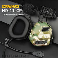 Активные тактические наушники шумоподавляющие мультикам Wosport 5.0 с адаптером для шлема Fast и микрофоном