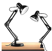 Лампа настільна офісна для манікюру с затискачем Чорна лампа на струбцині та на підставці, лампа для школяра NSM-800A