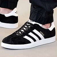 Кроссовки мужские и женские Adidas Gazelle black / кеды Адидас Газели черные