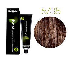 Фарба без аміаку L'Oreal Inoa 5.35 світлий шатен золотисте червоне дерево 60 мл