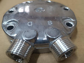 Задня кришка компресора Sanden SD505/508/510/5H14 з вертикальними виходами Rotaloc