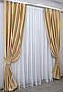 Комплект штор (2шт. 1,5х2,7м.) льон-софт, колекція "Парма". Колір золотистий. Код 1089ш 30-907, фото 3