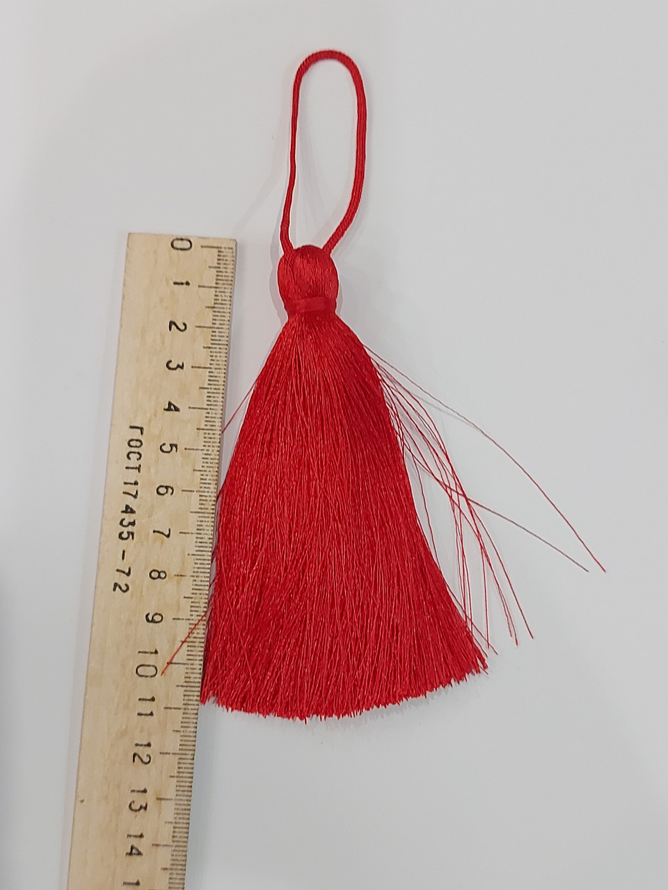 Китиця текстильна декоративна шовкова велика 10-11 см червона 0141, 1 шт.