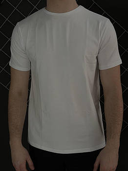 Чоловіча футболка біла базова однотонна бавовняна без принтів веснянка літня осінка