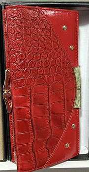 Гаманець жіночий червоний під рептилію на кнопці зі штучної шкіри Glam