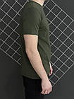 Чоловіча футболка хакі базова однотонна бавовняна без принтів веснянка літня осіня, фото 2