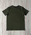 Чоловіча футболка хакі базова однотонна бавовняна без принтів веснянка літня осіня, фото 4