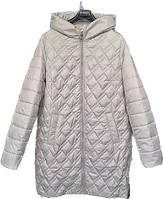 Теплая зимняя молочная большая куртка с с рельефными швами 48-58