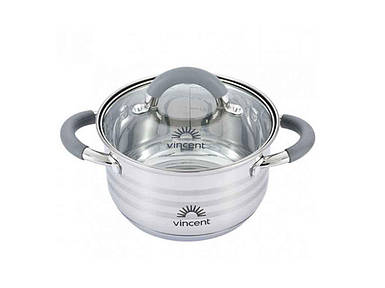 Каструля з силіконом на ручках D=18см 2,6л(VC-3179-18) ТМ VINCENT FG