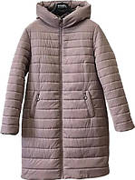 Зимняя женская куртка стеганная с капюшоном цвета капучино большого размера 48-58 58