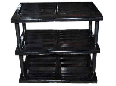 Полиця для взуття пластикова 3-х ярусна чорна ТМ КОНСЕНСУС FG