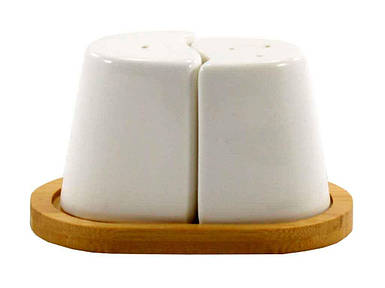 Сільничка-перечниця на дерев. підставці PJ01365 ТМ INTEROS FG