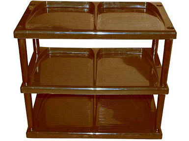 Полиця для взуття пластикова 3-х ярусна коричнева ТМ КОНСЕНСУС FG