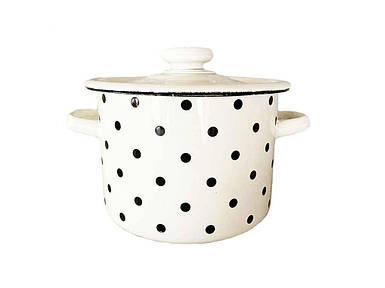 Каструля емальована 5,5л/4 циліндрична Чорні перли (молочна) (I1617/4) ТМ IDILIA FG