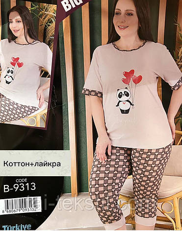 Комплекти жіночий футболка так капрі на більші розміри якість коттон з еластаном, фото 2