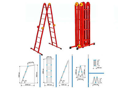 Драбина-трансформер, металева 4 х 4 (без платформи) ТМ ТЕХНОЛОГ FG