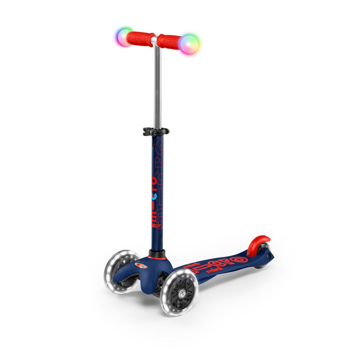 Дитячий триколісний самокат (до 50 кг, LED, світло) Mini Deluxe Magic Micro MMD149 темно-синій