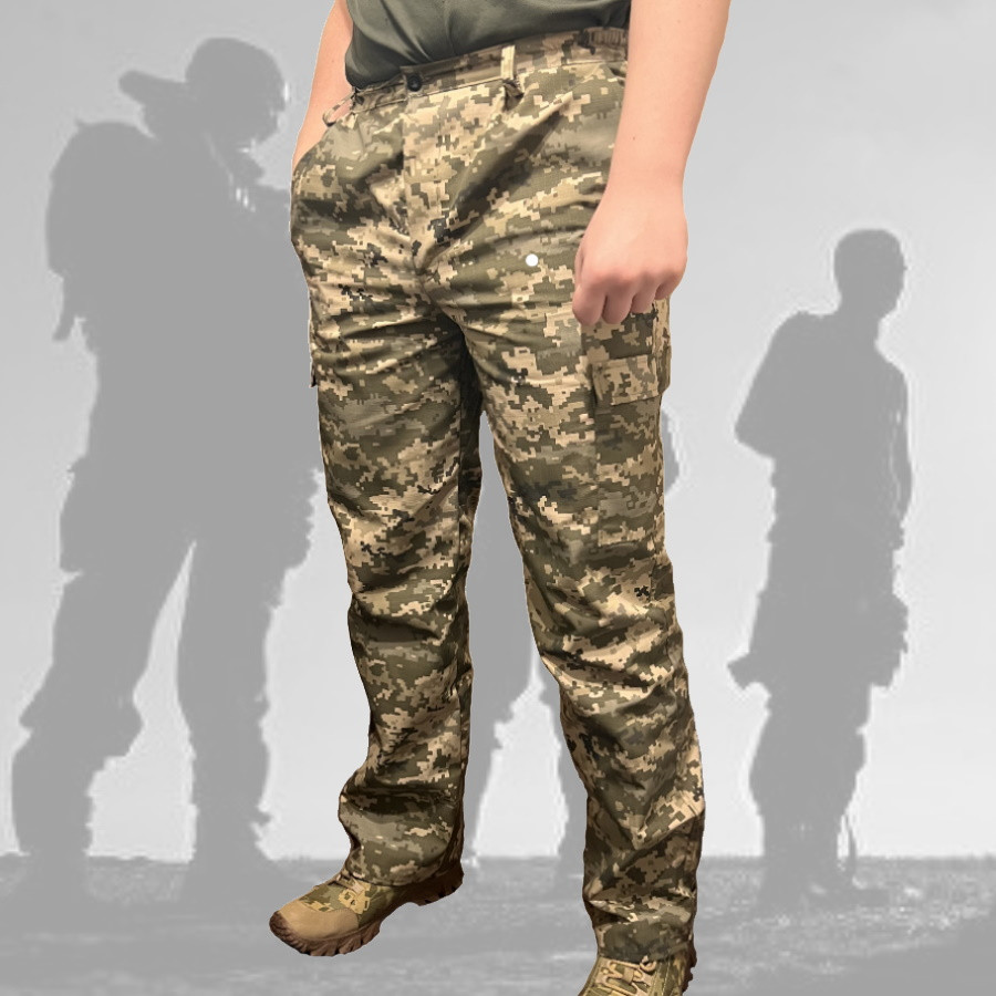 Тактичні чоловічі Штани Піксель ВСУ літо (S,М) Рип-стоп для військових на липучках