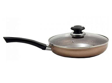 Сковорода глибока алюмінієва d=24 скляна кришка МАРМУР Бронза FPM-242D ТМ ZAUBERG FG