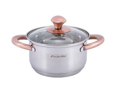 Каструля 5.0л з нержавіючої Сталі з кришкою 4934 ТМ KAMILLE