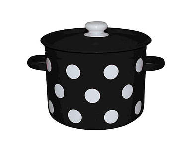 Каструля емальована 5,5л/4 циліндрична Білий горох (чорний) (I1617/4) ТМ IDILIA FG