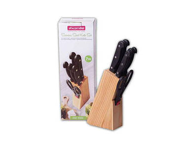 Набір ножів 5ножівножиці на деревяній підставці 5122 ТМ KAMILLE FG