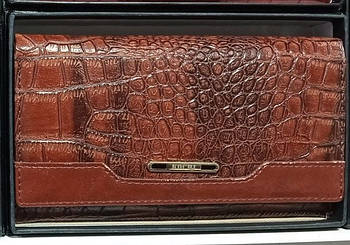 Гаманець жіночий коричневий під рептилію на кнопці зі штучної шкіри Glam