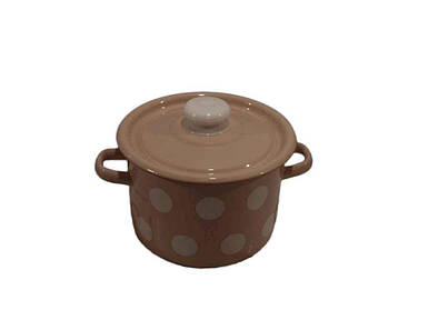 Каструля емальована 5,5л/4 циліндрична Білий горох (рожевий) (I1617/4) ТМ IDILIA FG