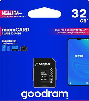 Карта пам'яті Goodram microSDXC 32GB UHS-I class 10 + adapter SD (M1AA-0320R12)